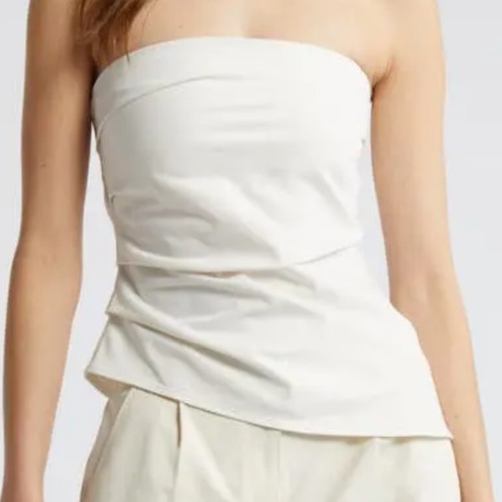 NWT Open Edit Strapless Asymmetrical white Women's Crop Top